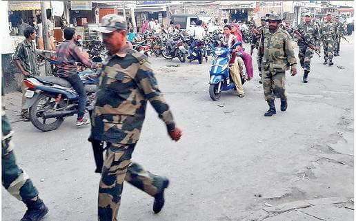 BSF jawans route march in Sojot and Pali